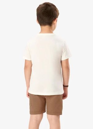 Rovi Kids - Conjunto Camiseta com Bermuda Infantil Bege - ROVI KIDS