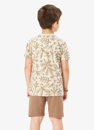Rovi Kids - Conjunto Camiseta com Bermuda Infantil Bege - ROVI KIDS