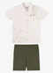 Rovi Kids - Conjunto Camiseta com Bermuda Infantil Azul - variação: Bege