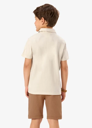 Rovi Kids - Conjunto Camiseta com Bermuda Infantil Bege - ROVI KIDS
