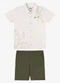 Rovi Kids - Conjunto Camiseta com Bermuda Infantil Bege - variação: Bege