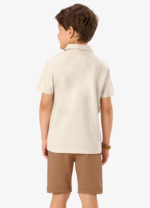 Rovi Kids - Conjunto Camiseta com Bermuda Infantil Bege - ROVI KIDS