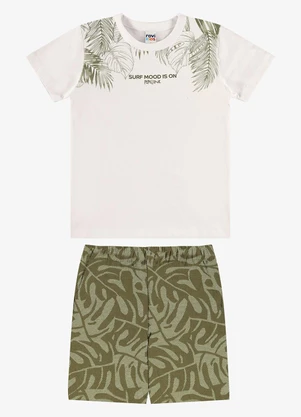 Rovi Kids - Conjunto Camiseta com Bermuda Infantil Bege - ROVI KIDS