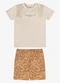 Rovi Kids - Conjunto Camiseta com Bermuda Infantil Branco - variação: Bege