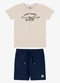 Rovi Kids - Conjunto Camiseta com Bermuda Infantil Bege - variação: Bege