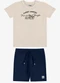 Rovi Kids - Conjunto Camiseta com Bermuda Infantil Bege - variação: Bege