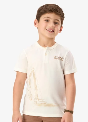 Rovi Kids - Conjunto Camiseta com Bermuda Infantil Bege - ROVI KIDS