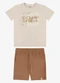 Rovi Kids - Conjunto Camiseta com Bermuda Infantil Bege - variação: Bege