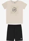 Rovi Kids - Conjunto Camiseta com Bermuda Infantil Bege - variação: Bege