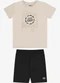 Rovi Kids - Conjunto Camiseta com Bermuda Infantil Preto - variação: Bege