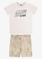 Rovi Kids - Conjunto Camiseta com Bermuda Infantil Preto - variação: Bege