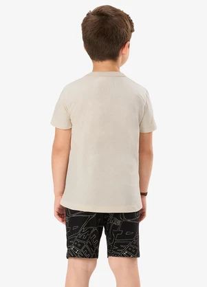 Rovi Kids - Conjunto Camiseta com Bermuda Infantil Bege - ROVI KIDS
