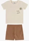 Rovi Kids - Conjunto Camiseta com Bermuda Infantil Bege - variação: Bege