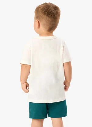 Rovi Kids - Conjunto Camiseta com Bermuda Infantil Bege - ROVI KIDS