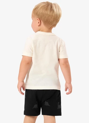 Rovi Kids - Conjunto Camiseta com Bermuda Infantil Bege - ROVI KIDS