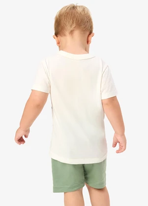 Rovi Kids - Conjunto Camiseta com Bermuda Infantil Bege - ROVI KIDS