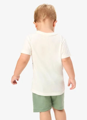 Rovi Kids - Conjunto Camiseta com Bermuda Infantil Bege - ROVI KIDS