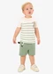 Rovi Kids - Conjunto Camiseta com Bermuda Infantil Amarelo - variação: Bege