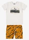 Rovi Kids - Conjunto Camiseta com Bermuda Infantil Preto - variação: Bege