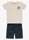 Rovi Kids - Conjunto Camiseta com Bermuda Infantil Azul - variação: Bege