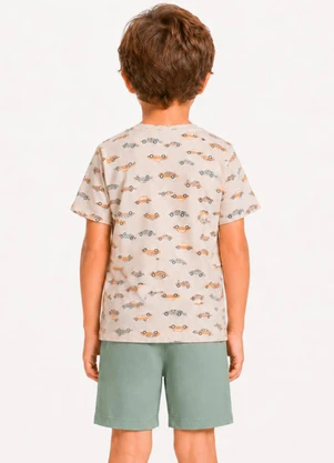 Select - Conjunto Camiseta com Bermuda Infantil Bege - SELECT