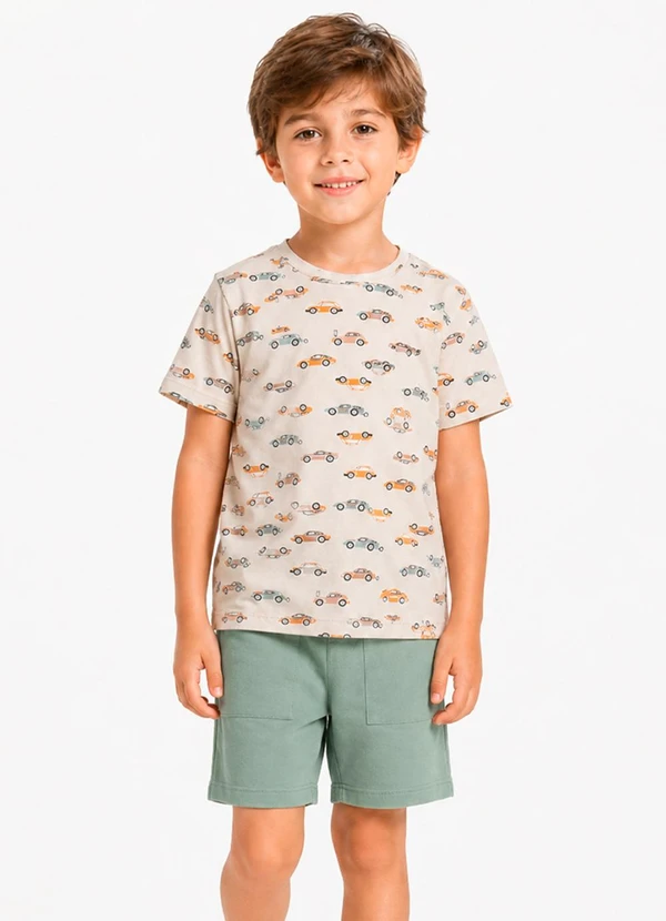 Select - Conjunto Camiseta com Bermuda Infantil Bege