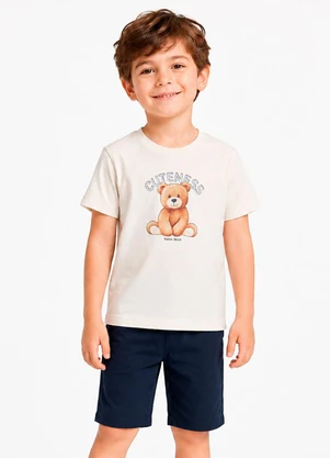 Trick Nick - Conjunto Camiseta com Bermuda Infantil Bege - TRICK NICK