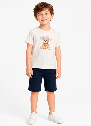 Trick Nick - Conjunto Camiseta com Bermuda Infantil Bege - TRICK NICK
