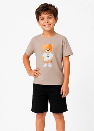 Trick Nick - Conjunto Camiseta com Bermuda Infantil Bege - TRICK NICK