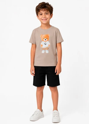 Trick Nick - Conjunto Camiseta com Bermuda Infantil Bege - TRICK NICK