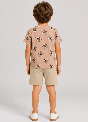 Select - Conjunto Camiseta com Bermuda Infantil Bege - SELECT