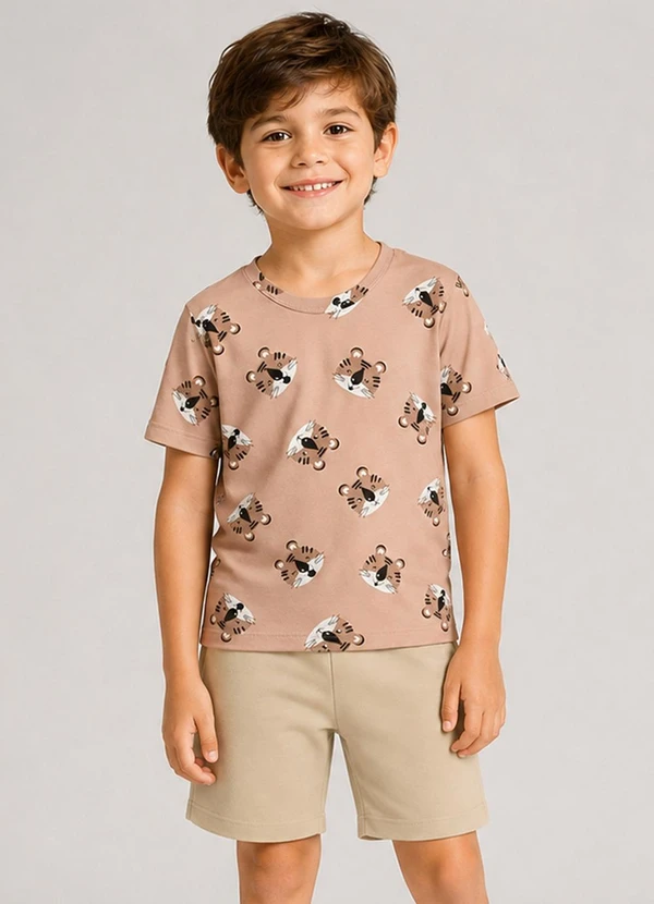 Select - Conjunto Camiseta com Bermuda Infantil Bege