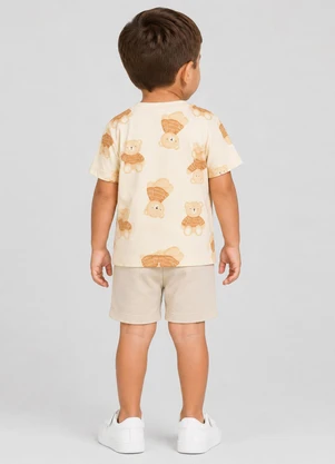 Select - Conjunto Camiseta com Bermuda Infantil Bege - SELECT