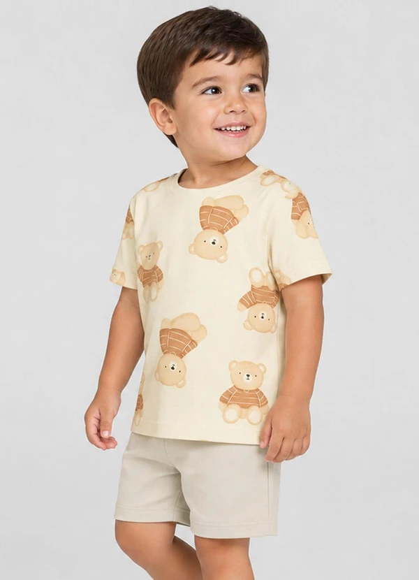 Select - Conjunto Camiseta com Bermuda Infantil Bege