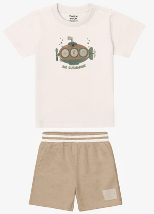 Trick Nick - Conjunto Camiseta com Bermuda Infantil Bege - TRICK NICK