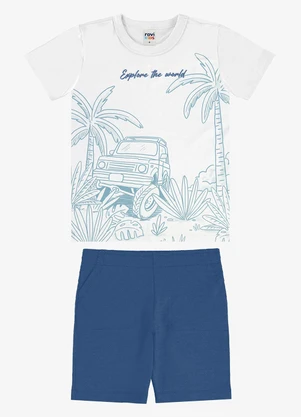 Rovi Kids - Conjunto Camiseta com Bermuda Infantil Branco - ROVI KIDS