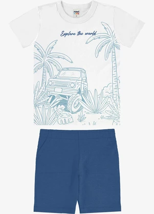 Rovi Kids - Conjunto Camiseta com Bermuda Infantil Branco - ROVI KIDS
