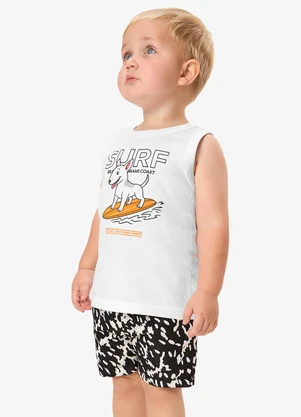 Rovi Kids - Conjunto Camiseta com Bermuda Infantil Branco - ROVI KIDS