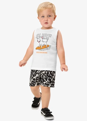 Rovi Kids - Conjunto Camiseta com Bermuda Infantil Branco - ROVI KIDS