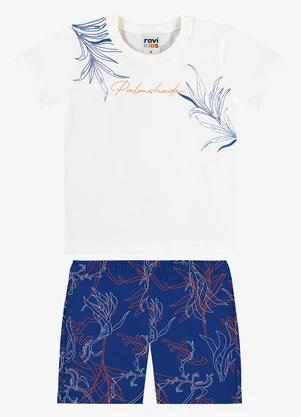 Rovi Kids - Conjunto Camiseta com Bermuda Infantil Branco - ROVI KIDS