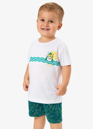 Rovi Kids - Conjunto Camiseta com Bermuda Infantil Branco - ROVI KIDS