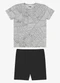 Rovi Kids - Conjunto Camiseta com Bermuda Infantil Preto - variação: Cinza