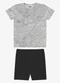 Rovi Kids - Conjunto Camiseta com Bermuda Infantil Marrom - variação: Cinza