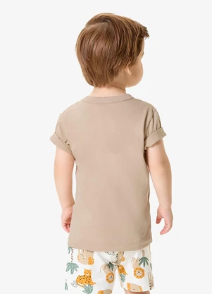 Rovi Kids - Conjunto Camiseta com Bermuda Infantil Marrom - ROVI KIDS