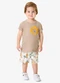 Rovi Kids - Conjunto Camiseta com Bermuda Infantil Azul - variação: Marrom