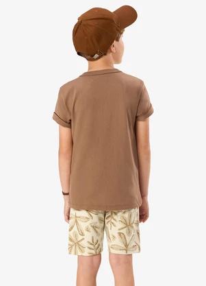 Rovi Kids - Conjunto Camiseta com Bermuda Infantil Marrom - ROVI KIDS