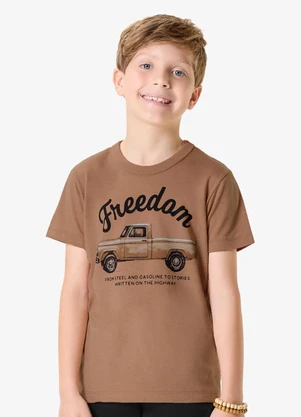 Rovi Kids - Conjunto Camiseta com Bermuda Infantil Marrom - ROVI KIDS