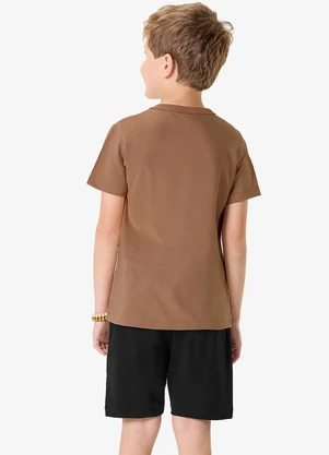 Rovi Kids - Conjunto Camiseta com Bermuda Infantil Marrom - ROVI KIDS