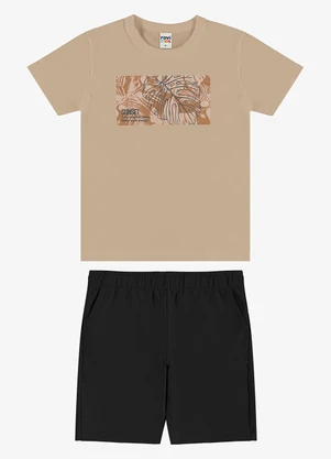 Rovi Kids - Conjunto Camiseta com Bermuda Infantil Marrom - ROVI KIDS