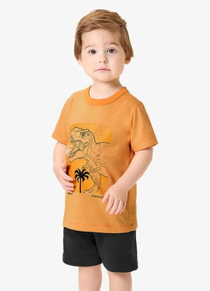 Rovi Kids - Conjunto Camiseta com Bermuda Infantil Marrom - ROVI KIDS
